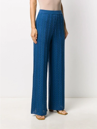 Shop M Missoni Wool Trousers In Blue