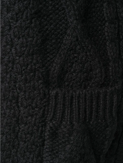 Shop Saint Laurent Chunky Knit Hooded Cardigan In Black