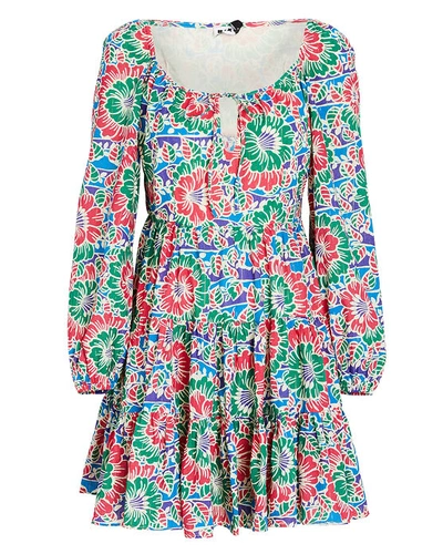 Shop Rixo London Roxy Hibiscus Floral Mini Dress In Multi