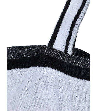 Shop Fendi Black And White Logo Towel Tote Bag In Black/white