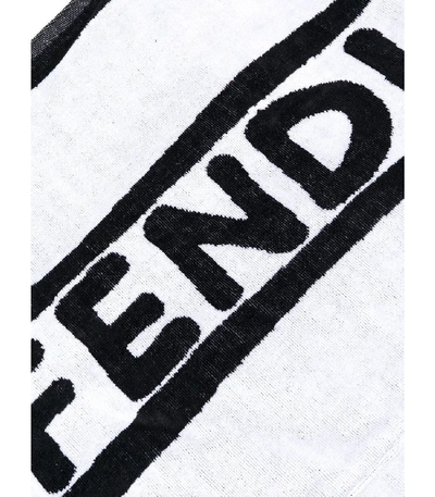 Shop Fendi Black And White Logo Towel Tote Bag In Black/white