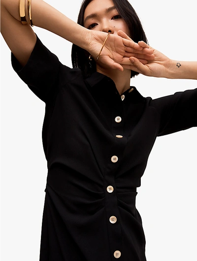 Shop Kate Spade Button Front Shirtdress In Black