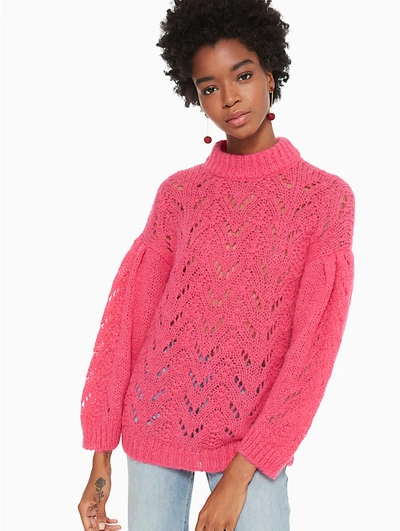 Shop Kate Spade Pointelle Stitch Sweater In Roasted Peanut