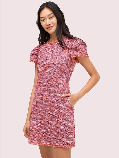 Shop Kate Spade Flutter Sleeve Tweed Dress In Berry Blitz