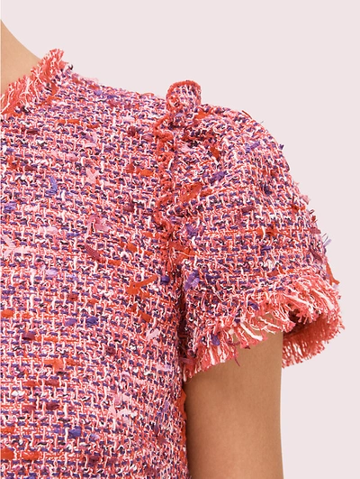 Shop Kate Spade Flutter Sleeve Tweed Dress In Berry Blitz
