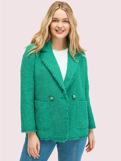 Shop Kate Spade Sequin Tweed Blazer In Tropical Leaf