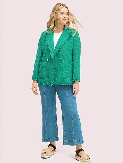 Shop Kate Spade Sequin Tweed Blazer In Tropical Leaf