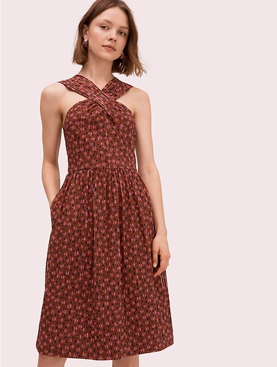 Shop Kate Spade Floradoodle Halter Dress In Warm Caramel