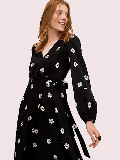 Shop Kate Spade Spade Clover Toss Wrap Dress In Black