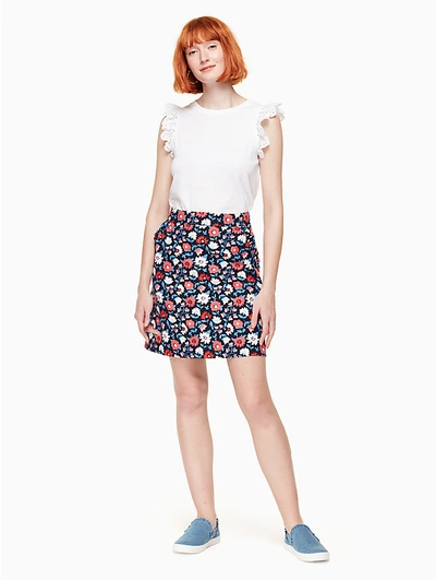 Shop Kate Spade Daisy Jacquard A-line Skirt In Rich Navy