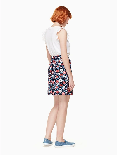 Shop Kate Spade Daisy Jacquard A-line Skirt In Rich Navy
