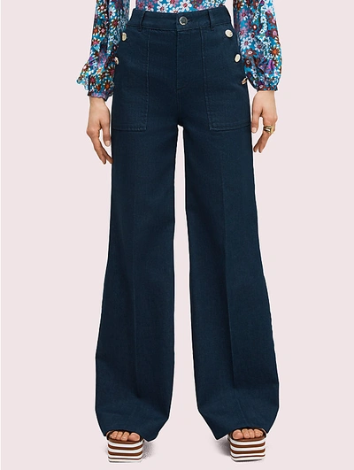 Shop Kate Spade Denim Button Trouser In Indigo