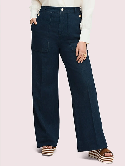 Shop Kate Spade Denim Button Trouser In Indigo