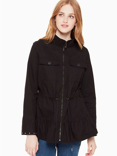 Shop Kate Spade Stud Embellished Twill Jacket In Black