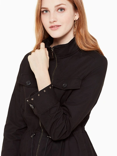 Shop Kate Spade Stud Embellished Twill Jacket In Black