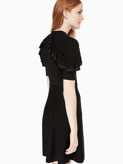 Shop Kate Spade Ruffle Studded Sweater Dress In Black