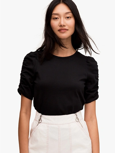 Shop Kate Spade Ruched Sleeve Tee In Fresh White