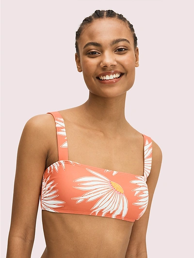 Shop Kate Spade Falling Flower Square Neck Bikini Top In Lychee