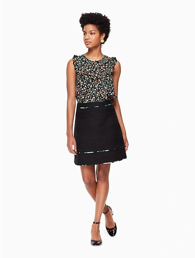 Shop Kate Spade Blossom Trim Tweed Skirt In Black