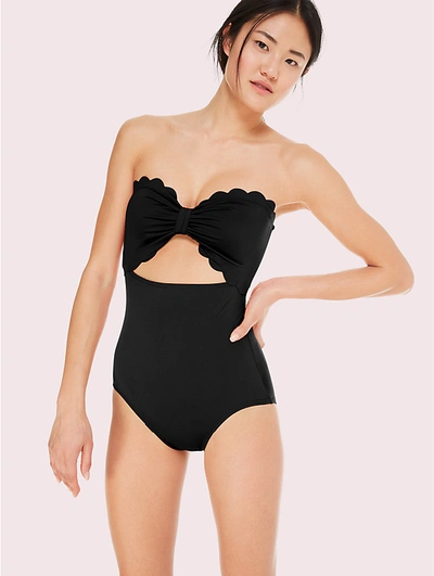Shop Kate Spade Marina Piccola Cut Out Bandeau One-piece Swimsuit In Black