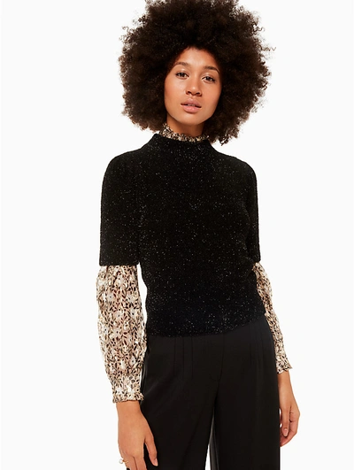 Shop Kate Spade Metallic Texture Sweater In Black