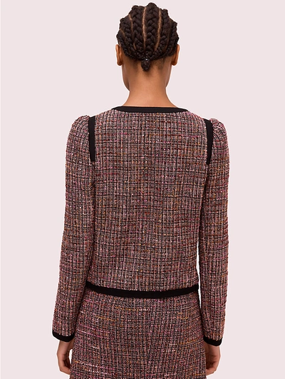 Shop Kate Spade Puff Sleeve Tweed Jacket In Black Multi