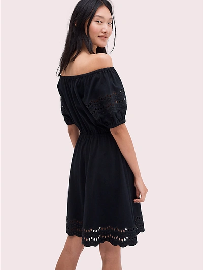 Shop Kate Spade Scallop Border Knit Dress In Black