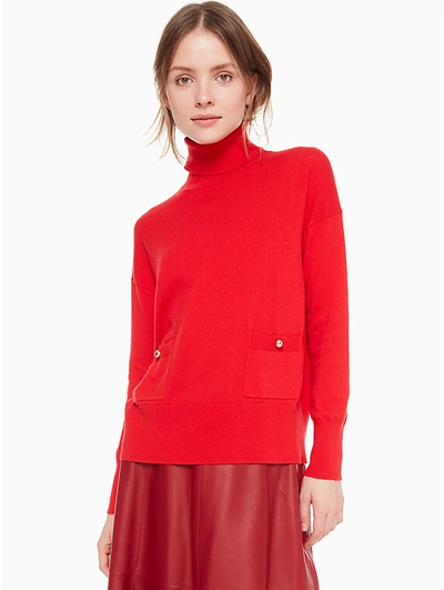 Shop Kate Spade Turtleneck Pocket Sweater In Engine Red