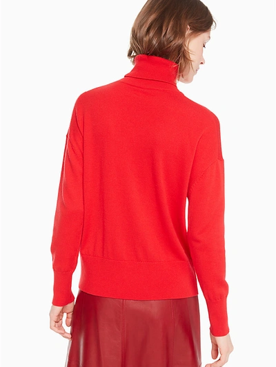 Shop Kate Spade Turtleneck Pocket Sweater In Engine Red