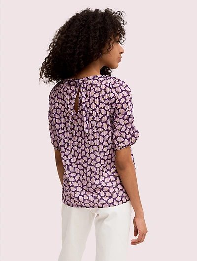 Shop Kate Spade Sunny Bloom Tie Back Top In Deep Pansy