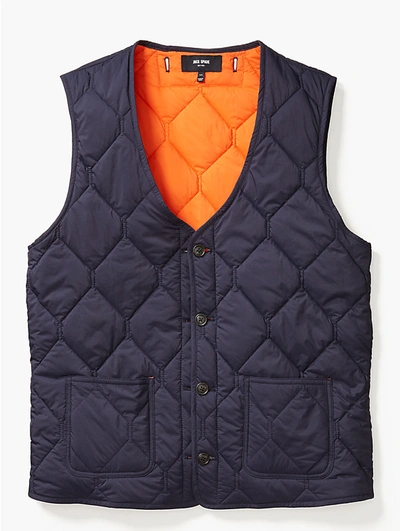 Shop Kate Spade Jack Spade Quilted 3-in-1 Button Out Vest In Navy/ Orange