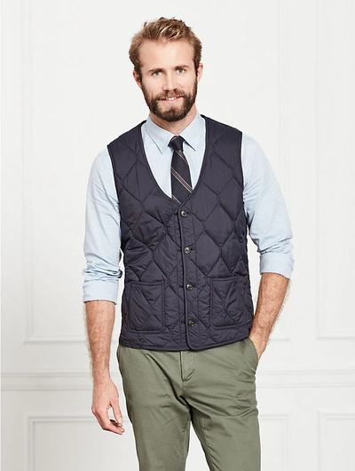 Kate Spade Jack Spade Quilted 3-in-1 Button Out Vest In Navy/ Orange