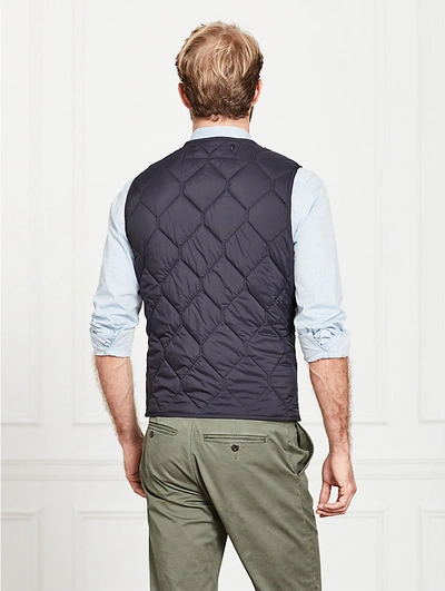 Shop Kate Spade Jack Spade Quilted 3-in-1 Button Out Vest In Navy/ Orange