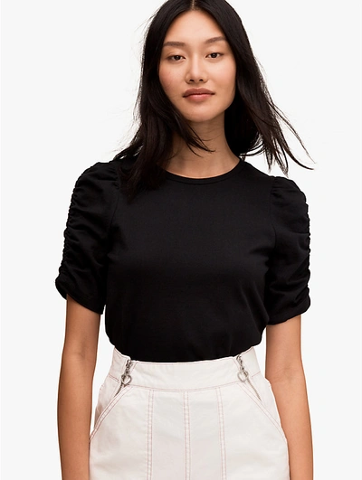 Shop Kate Spade Ruched Sleeve Tee In Black