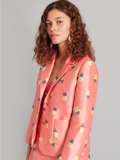 Shop Kate Spade Pineapple Jacquard Jacket In Apricot Sorbet