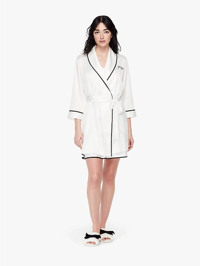 Kate Spade Long Sleeve Embroidered Robe In Off White