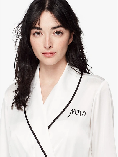 Kate Spade Long Sleeve Embroidered Robe In Off White