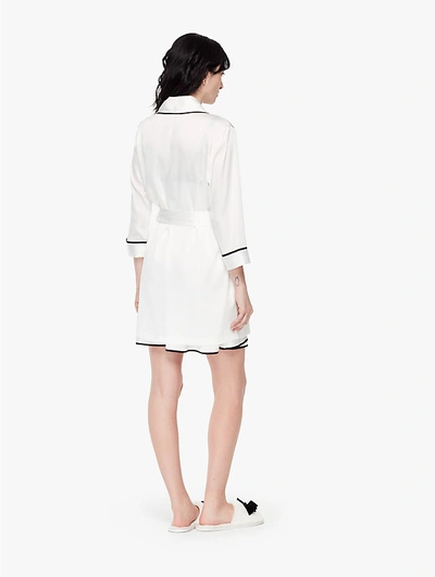 Kate Spade Long Sleeve Embroidered Robe In Off White