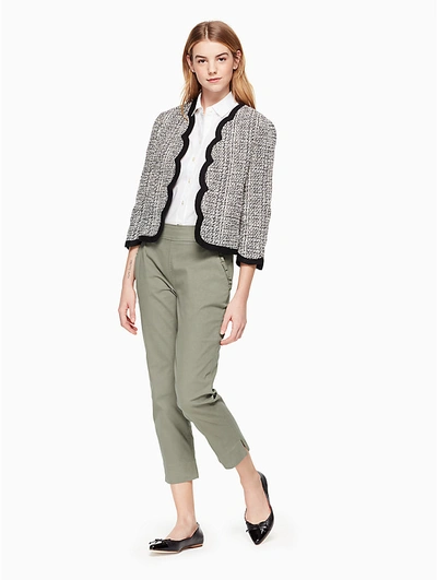 Shop Kate Spade Scallop Tweed Jacket In Black/cream