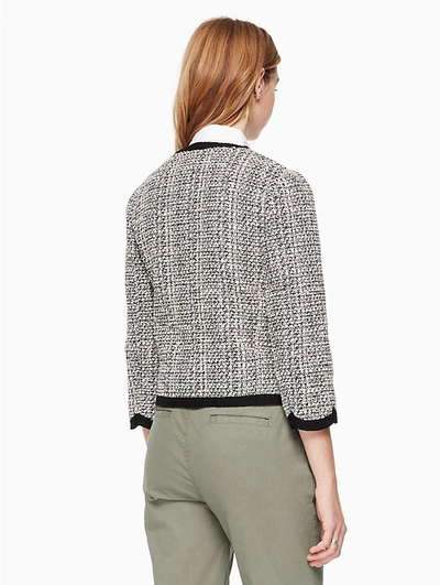 Shop Kate Spade Scallop Tweed Jacket In Black/cream