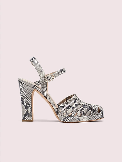 Shop Kate Spade Campania Snake-embossed Platform Sandals In Roccia