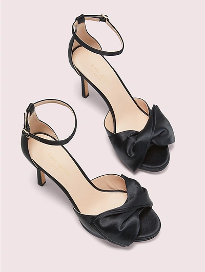 Kate Spade 100mm Bow-detail Satin Sandals In Black