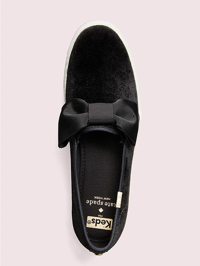 Shop Kate Spade New York Triple Decker Velvet Bow Sneakers In Black
