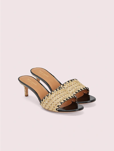 Shop Kate Spade Seberg Raffia Slide Sandals In Natural/vibrant Coral