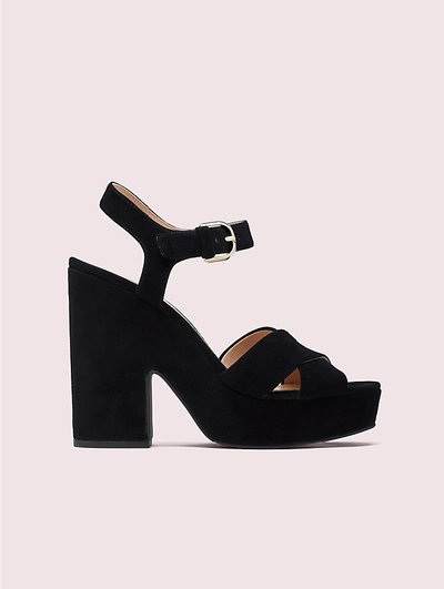 Shop Kate Spade Grace Suede Platform Sandals In Black