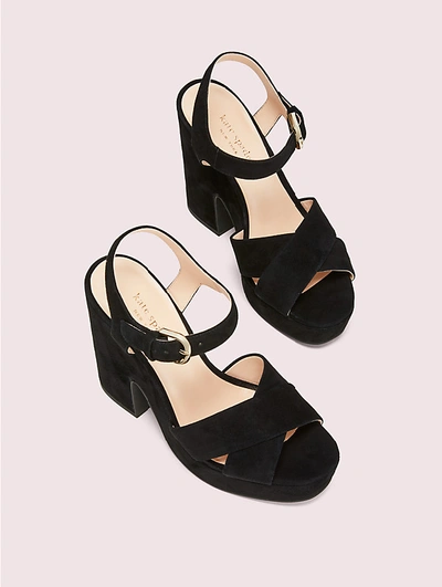 Shop Kate Spade Grace Suede Platform Sandals In Black