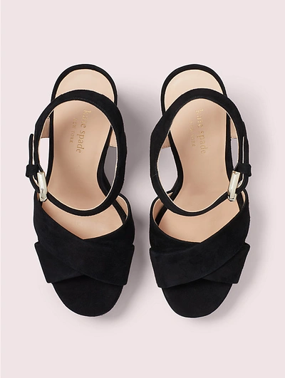 Shop Kate Spade Grace Suede Platform Sandals In Black