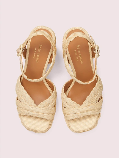 Shop Kate Spade Disco Raffia Platform Sandals In Natural