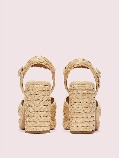 Shop Kate Spade Disco Raffia Platform Sandals In Natural