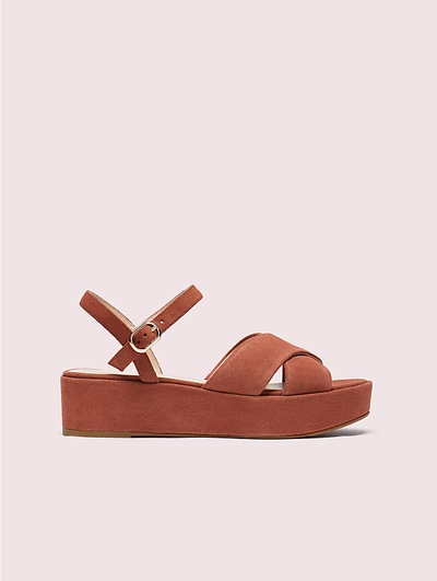 Shop Kate Spade Bunton Suede Flatform Sandals In Dark Tawny